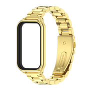 For Xiaomi Smart Band 8 Active / Redmi Band 2 Mijobs Metal Shell + Three-Bead Stainless Steel Watch Band(Gold)