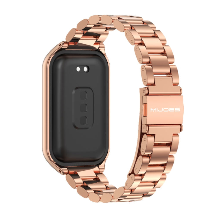 For Xiaomi Smart Band 8 Active / Redmi Band 2 Mijobs Metal Shell + Three-Bead Stainless Steel Watch Band(Rose Gold) - free shipping - PMC TechLife - Order now!