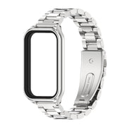 For Xiaomi Smart Band 8 Active / Redmi Band 2 Mijobs Metal Shell + Three-Bead Stainless Steel Watch Band(Silver)