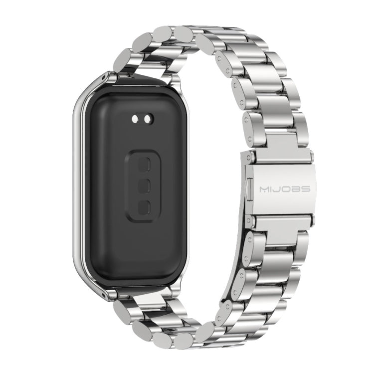 For Xiaomi Smart Band 8 Active / Redmi Band 2 Mijobs Metal Shell + Three-Bead Stainless Steel Watch Band(Silver) - free shipping - PMC TechLife - Order now!