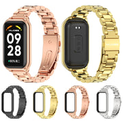 For Xiaomi Smart Band 8 Active / Redmi Band 2 Mijobs Metal Shell + Three-Bead Stainless Steel Watch Band(Gold)