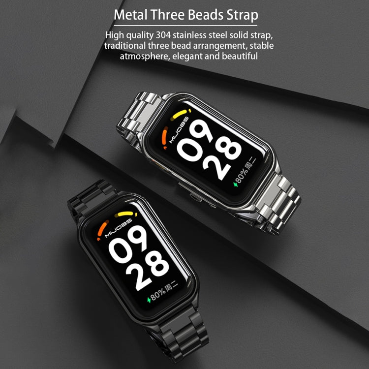 For Xiaomi Smart Band 8 Active / Redmi Band 2 Mijobs Metal Shell + Three-Bead Stainless Steel Watch Band(Silver) - free shipping - PMC TechLife - Order now!