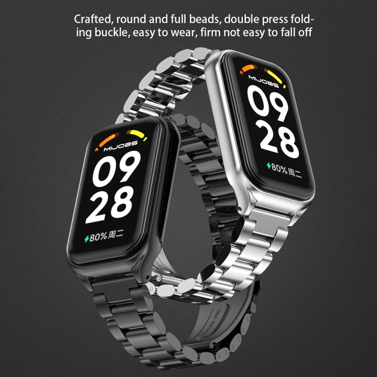 For Xiaomi Smart Band 8 Active / Redmi Band 2 Mijobs Metal Shell + Three-Bead Stainless Steel Watch Band(Gold)