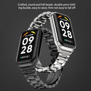 For Xiaomi Smart Band 8 Active / Redmi Band 2 Mijobs Metal Shell + Three-Bead Stainless Steel Watch Band(Gold)