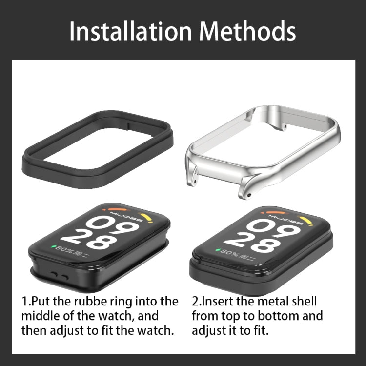 For Xiaomi Smart Band 8 Active / Redmi Band 2 Mijobs Metal Shell + Three-Bead Stainless Steel Watch Band(Rose Gold) - free shipping - PMC TechLife - Order now!