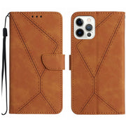 For iPhone 14 Pro Stitching Embossed Leather Phone Case(Brown)