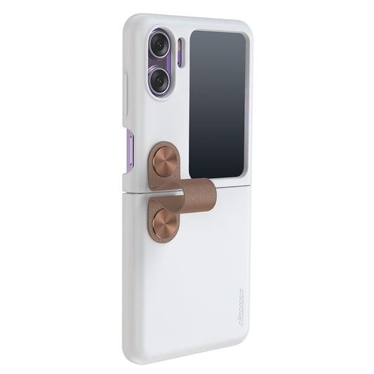 For OPPO Find N2 Flip  NILLKIN Skin Feel Liquid Silicone Phone Case With Finger Strap(White) - free shipping - PMC Jewellery - Order now!