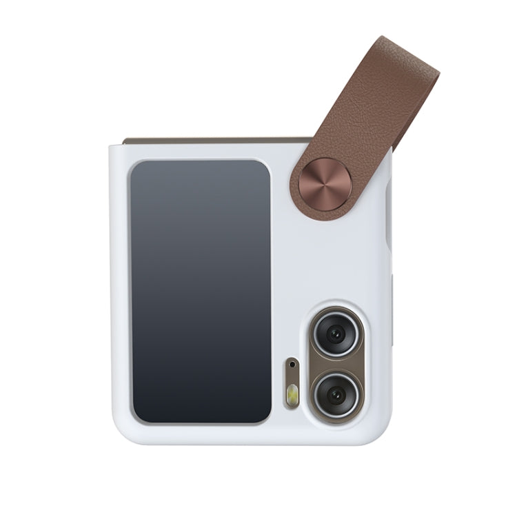 For OPPO Find N2 Flip  NILLKIN Skin Feel Liquid Silicone Phone Case With Finger Strap(White) - free shipping - PMC TechLife - Order now!