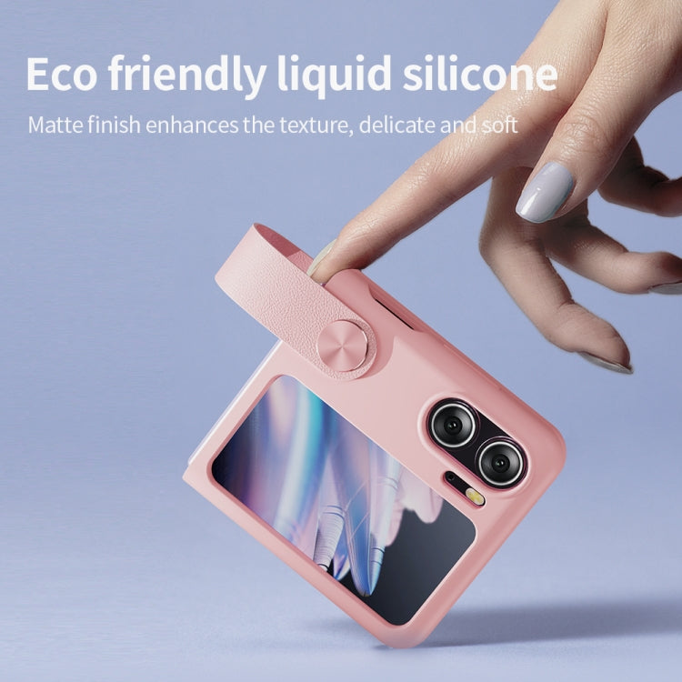 For OPPO Find N2 Flip  NILLKIN Skin Feel Liquid Silicone Phone Case With Finger Strap(White) - free shipping - PMC TechLife - Order now!