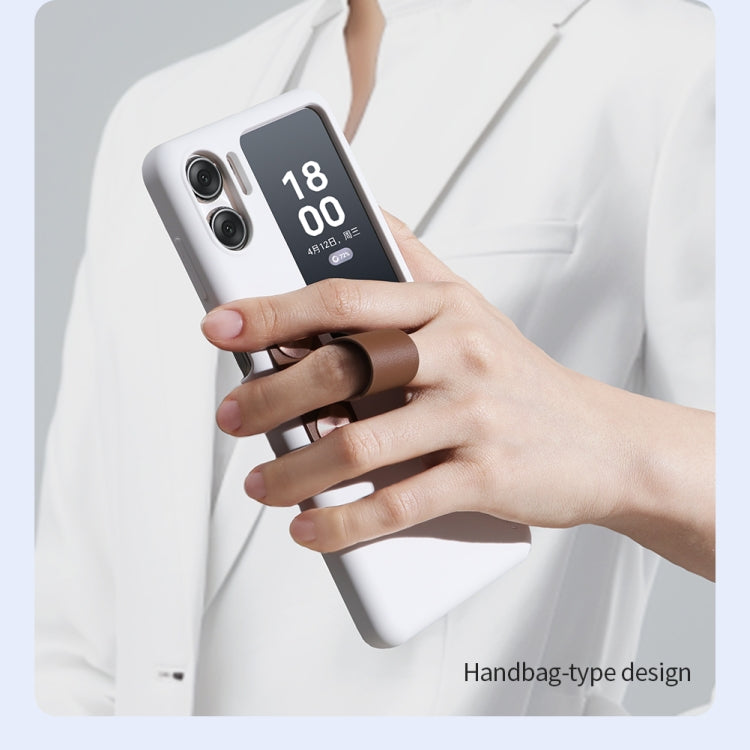 For OPPO Find N2 Flip  NILLKIN Skin Feel Liquid Silicone Phone Case With Finger Strap(White) - free shipping - PMC TechLife - Order now!