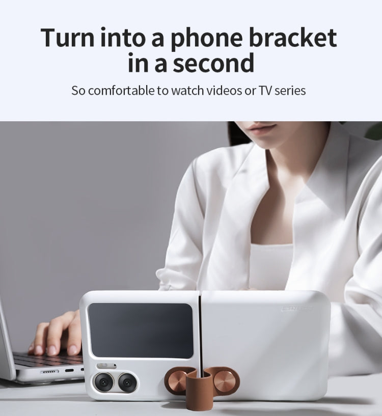 For OPPO Find N2 Flip  NILLKIN Skin Feel Liquid Silicone Phone Case With Finger Strap(White) - free shipping - PMC TechLife - Order now!