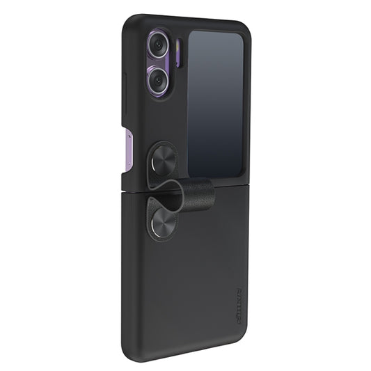 For OPPO Find N2 Flip NILLKIN Skin Feel Liquid Silicone Phone Case With Finger Strap(Black) - OPPO Cases by NILLKIN | Online Shopping South Africa | PMC Jewellery | Buy Now Pay Later Mobicred