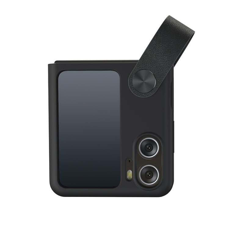 For OPPO Find N2 Flip NILLKIN Skin Feel Liquid Silicone Phone Case With Finger Strap(Black)