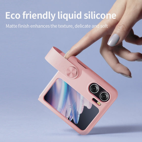 For OPPO Find N2 FlipNILLKIN Skin Feel Liquid Silicone Phone Case With Finger Strap(Purple)
