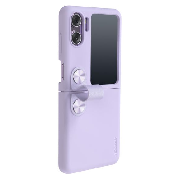 For OPPO Find N2 FlipNILLKIN Skin Feel Liquid Silicone Phone Case With Finger Strap(Purple)