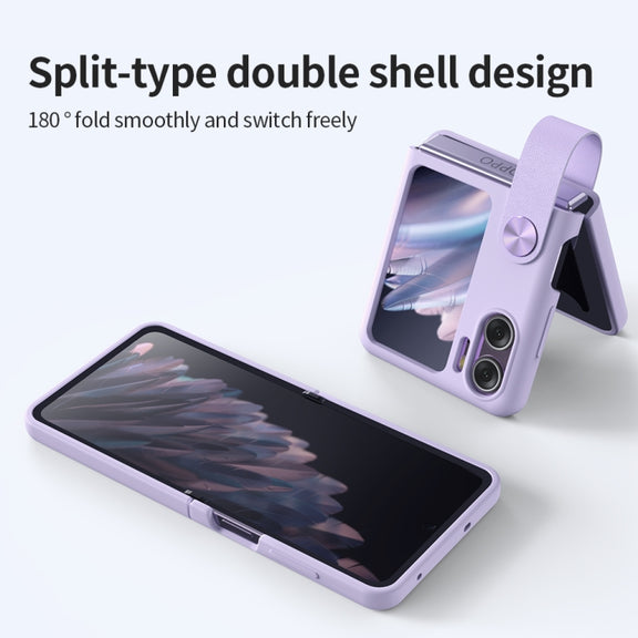 For OPPO Find N2 FlipNILLKIN Skin Feel Liquid Silicone Phone Case With Finger Strap(Purple)