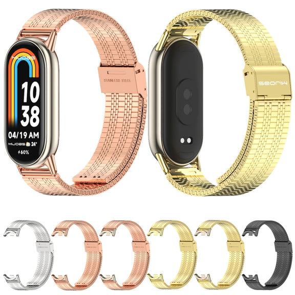 For Xiaomi Mi Band 8 / 9 / 9 NFC Mijobs Stainless Steel Metal Watch Band(Gold+Light Gold)