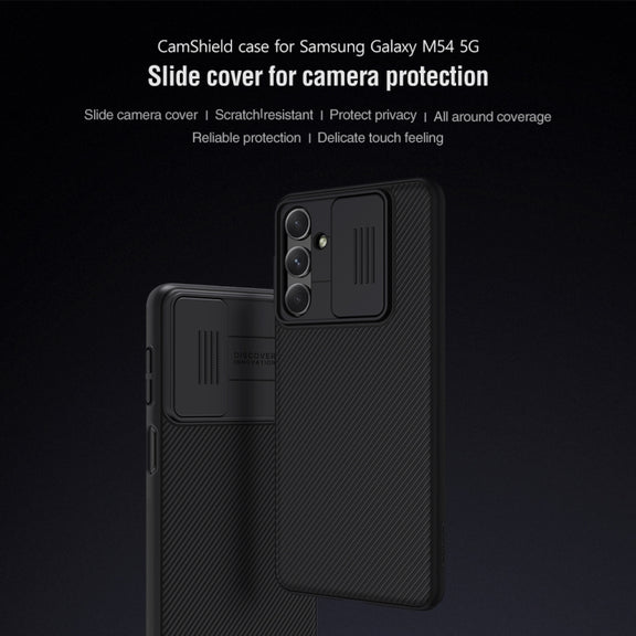 For Samsung Galaxy M54 5G NILLKIN Black Mirror Series Camshield PC Phone Case(Blue)