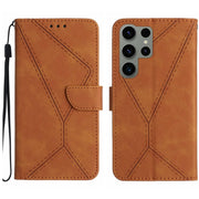 For Samsung Galaxy S23 Ultra 5G Stitching Embossed Leather Phone Case(Brown)