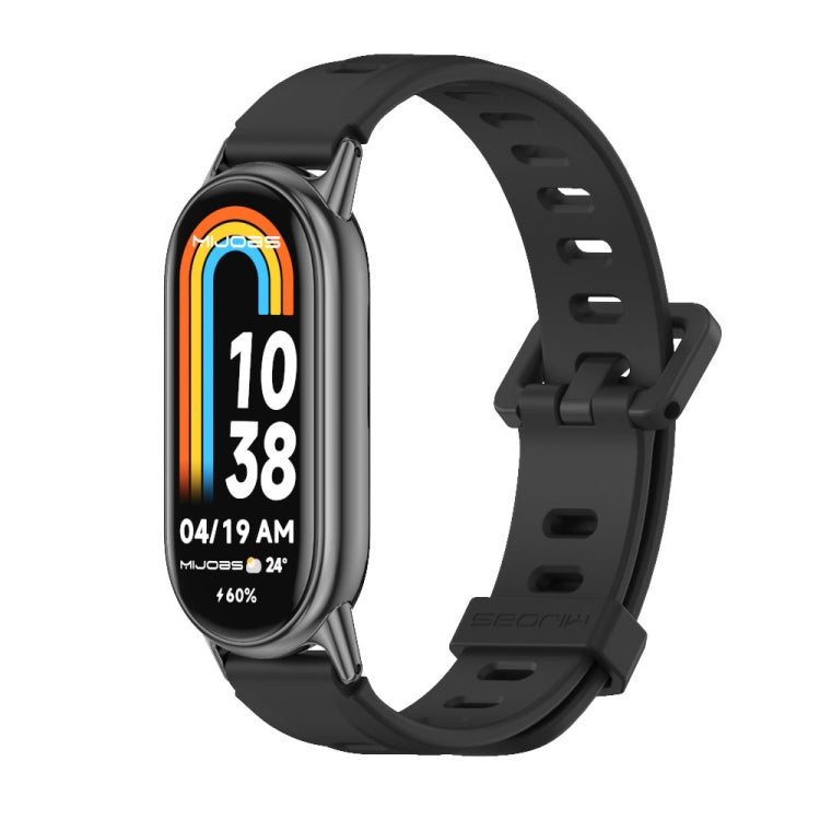 For Xiaomi Mi Band 8 / 9 / 9 NFC Mijobs Flat Hole Breathable Silicone Watch Band(Black) - Watch Bands by MIJOBS | Online Shopping South Africa | PMC TechLife | Buy Now Pay Later Mobicred