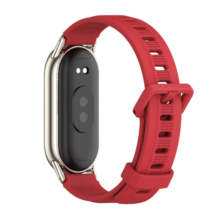 For Xiaomi Mi Band 8 / 9 / 9 NFC Mijobs Flat Hole Breathable Silicone Watch Band(Red+Light Gold) - Watch Bands by MIJOBS | Online Shopping South Africa | PMC TechLife | Buy Now Pay Later Mobicred