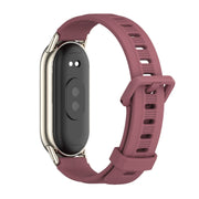 For Xiaomi Mi Band 8 / 9 / 9 NFC Mijobs Flat Hole Breathable Silicone Watch Band(Wine Red+Light Gold)