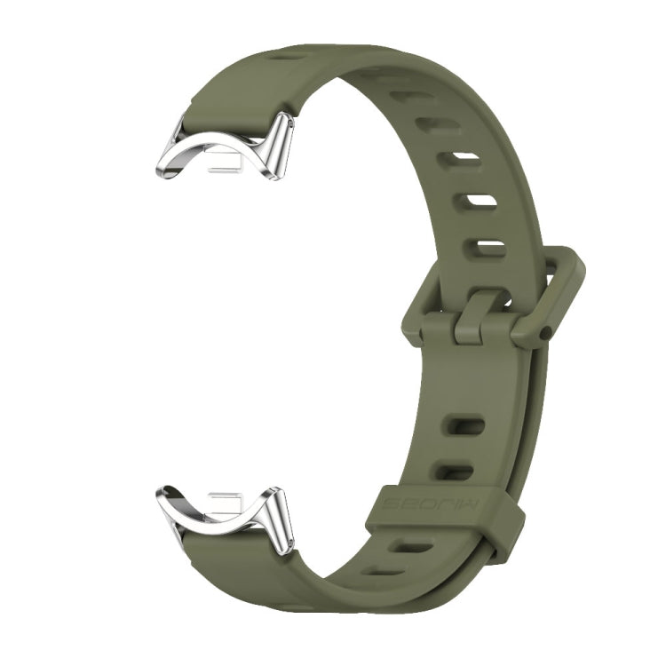 For Xiaomi Mi Band 8 / 9 / 9 NFC Mijobs Flat Hole Breathable Silicone Watch Band(Army Green+Silver) - Watch Bands by MIJOBS | Online Shopping South Africa | PMC TechLife | Buy Now Pay Later Mobicred