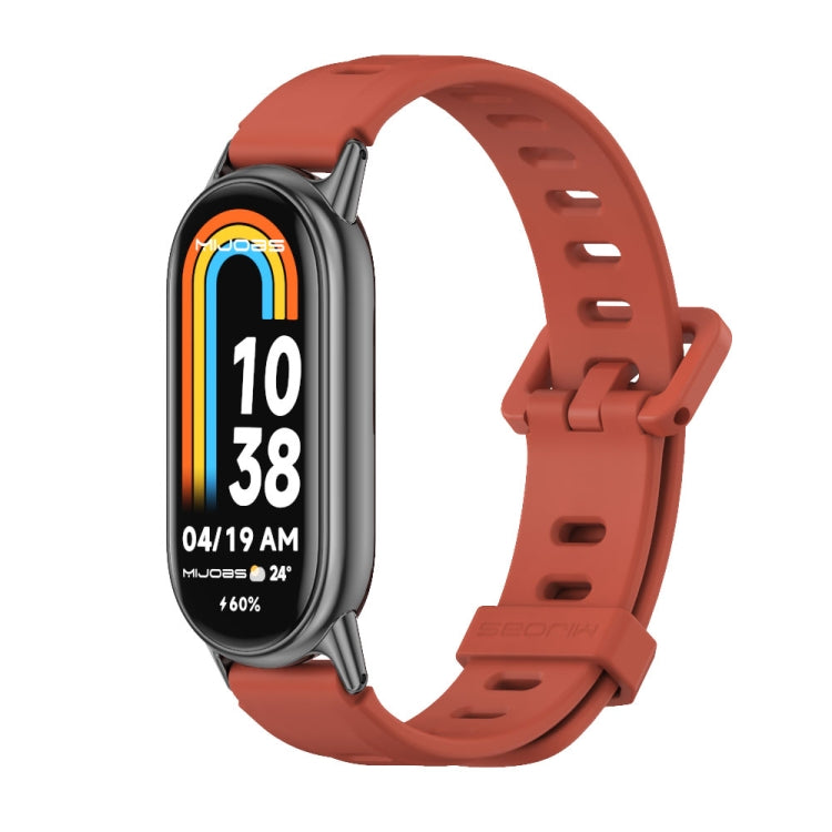 For Xiaomi Mi Band 8 / 9 / 9 NFC Mijobs Flat Hole Breathable Silicone Watch Band(Orange+Black) - Watch Bands by MIJOBS | Online Shopping South Africa | PMC TechLife | Buy Now Pay Later Mobicred