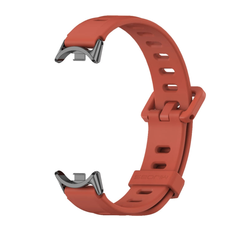 For Xiaomi Mi Band 8 / 9 / 9 NFC Mijobs Flat Hole Breathable Silicone Watch Band(Orange+Black)