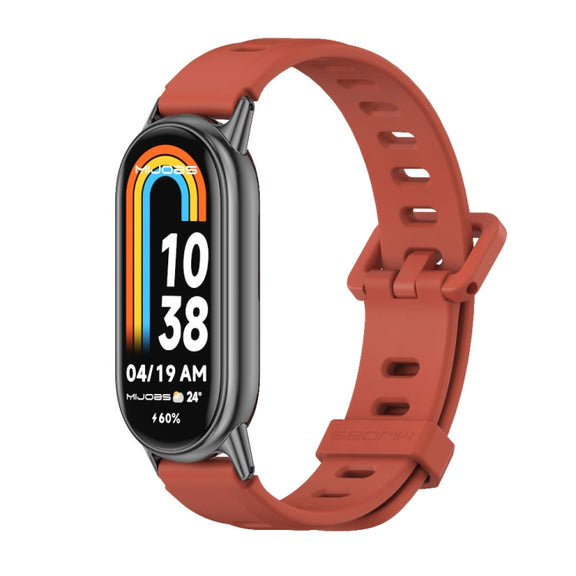 For Xiaomi Mi Band 8 / 9 / 9 NFC Mijobs Flat Hole Breathable Silicone Watch Band(Orange+Black)