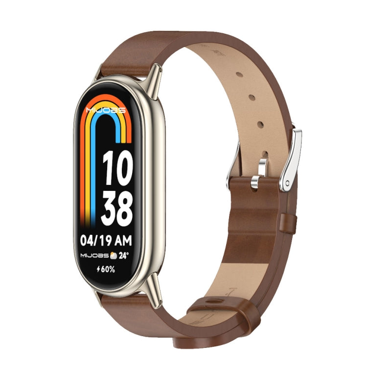 For Xiaomi Smart Band 10 / 9 / 8 Mijobs Microfiber PU Leather Watch Band(Brown Light Gold) - free shipping - PMC TechLife - Order now!