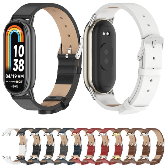 For Xiaomi Smart Band 10 / 9 / 8 Mijobs Microfiber PU Leather Watch Band(Brown Light Gold)