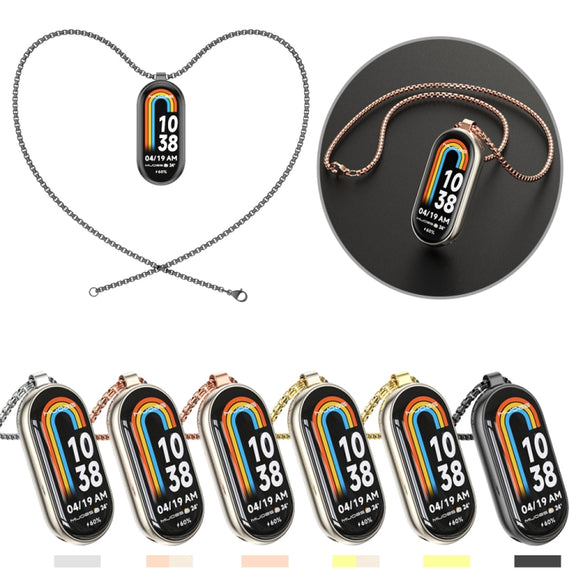 For Xiaomi Mi Band 8 / 9 / 9 NFC Mijobs Metal Pendant Stainless Steel Watch Necklace(Rose Gold)