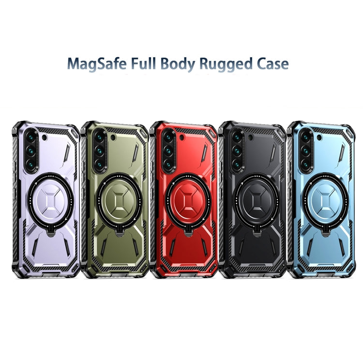 For Samsung Galaxy S22 5G Armor Series Holder Phone Case(Red)