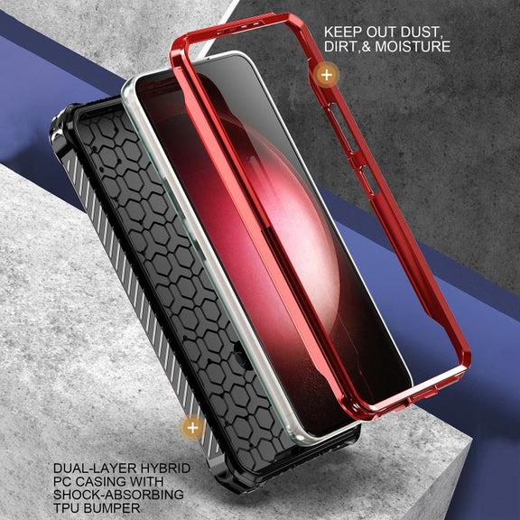 For Samsung Galaxy S22 5G Armor Series Holder Phone Case(Red)