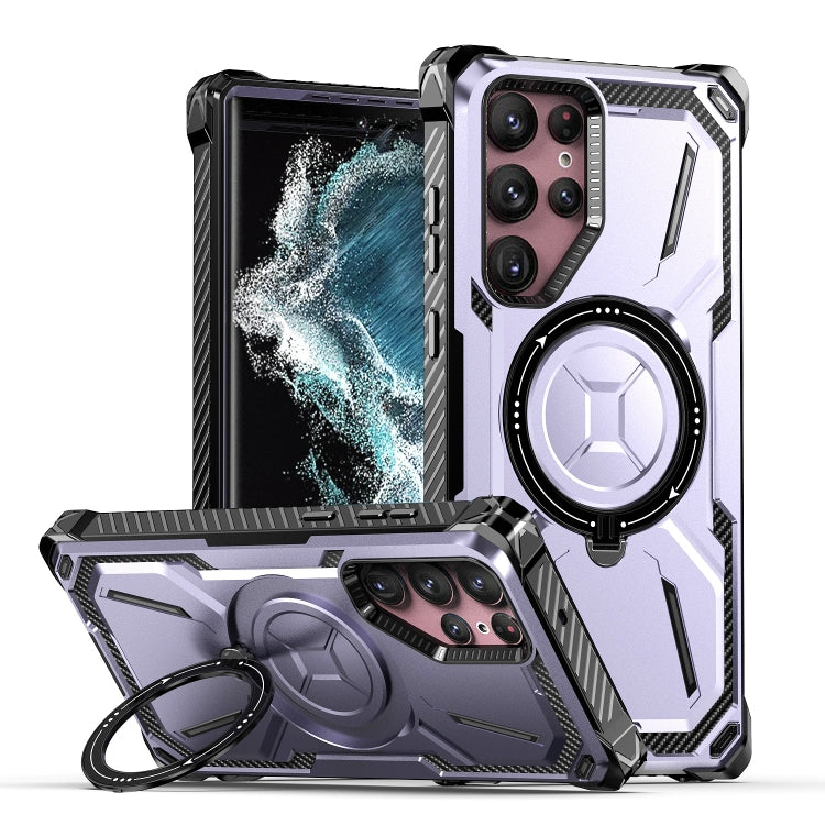 For Samsung Galaxy S22 Ultra 5G Armor Series Holder Phone Case(Light Purple) - free shipping - PMC TechLife - Order now!