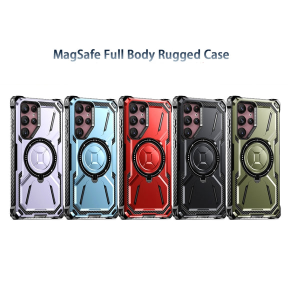 For Samsung Galaxy S21 Ultra 5G Armor Series Holder Phone Case(Red)