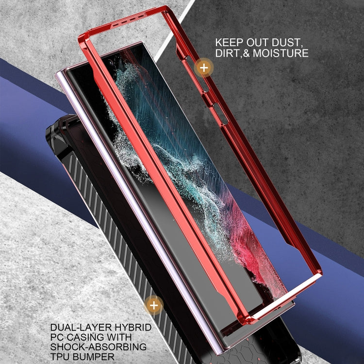 For Samsung Galaxy S21 Ultra 5G Armor Series Holder Phone Case(Red)