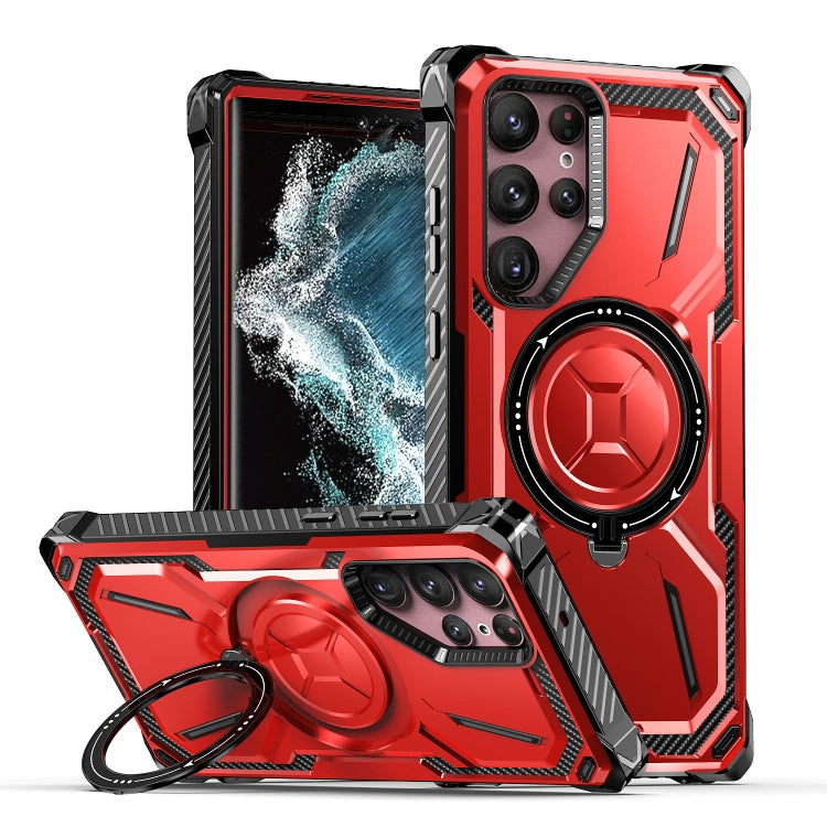For Samsung Galaxy S21 Ultra 5G Armor Series Holder Phone Case(Red)