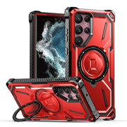 For Samsung Galaxy S21 Ultra 5G Armor Series Holder Phone Case(Red)