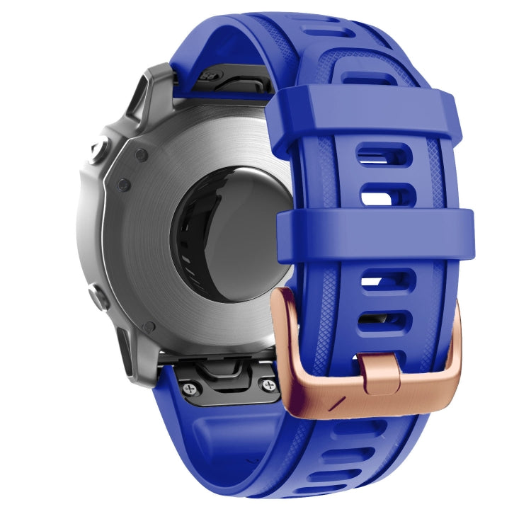 For Garmin Fenix 7S / 6S Pro / 5S Plus 20mm Rose Gold Buckle Silicone Watch Band(Blue) - Watch Bands by PMC TechLife | Online Shopping South Africa | PMC TechLife