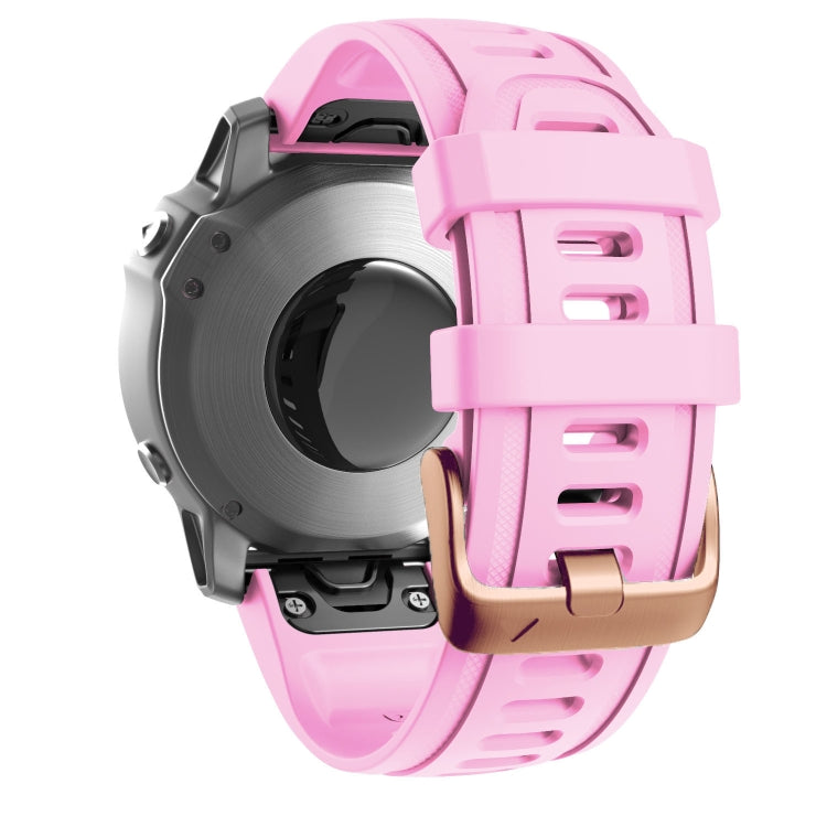 For Garmin Fenix 7S / 6S Pro / 5S Plus 20mm Rose Gold Buckle Silicone Watch Band(Pink) - Watch Bands by PMC TechLife | Online Shopping South Africa | PMC TechLife