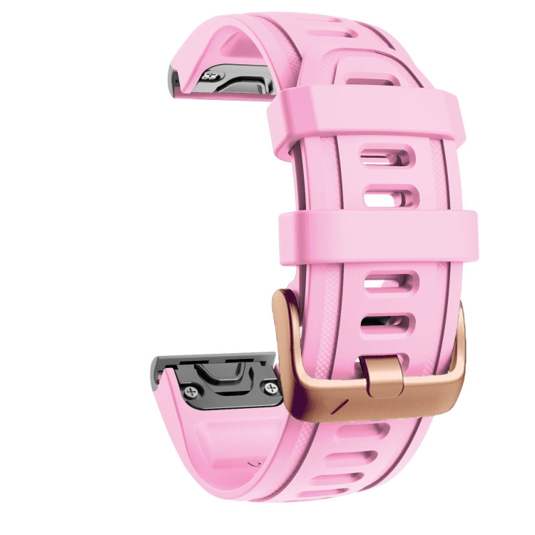 For Garmin Fenix 7S / 6S Pro / 5S Plus 20mm Rose Gold Buckle Silicone Watch Band(Pink)