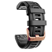 For Garmin Fenix 7S / 6S Pro / 5S Plus 20mm Rose Gold Buckle Silicone Watch Band(Black)