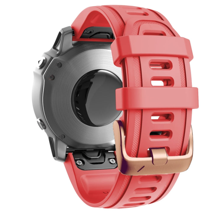 For Garmin Fenix 7S / 6S Pro / 5S Plus 20mm Rose Gold Buckle Silicone Watch Band(Red) - Watch Bands by PMC TechLife | Online Shopping South Africa | PMC TechLife