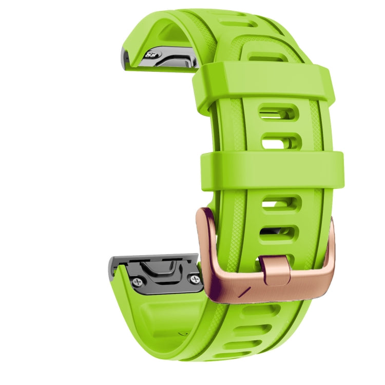 For Garmin Fenix 7S / 6S Pro / 5S Plus 20mm Rose Gold Buckle Silicone Watch Band(Green) - Watch Bands by PMC TechLife | Online Shopping South Africa | PMC TechLife