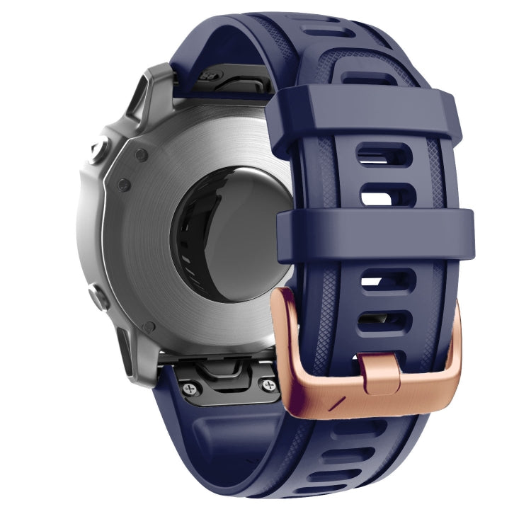 For Garmin Fenix 7S / 6S Pro / 5S Plus 20mm Rose Gold Buckle Silicone Watch Band(Dark Blue) - Watch Bands by PMC TechLife | Online Shopping South Africa | PMC TechLife