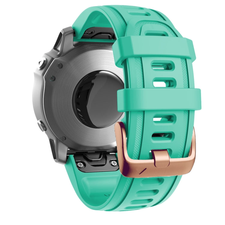 For Garmin Fenix 7S / 6S Pro / 5S Plus 20mm Rose Gold Buckle Silicone Watch Band(Teal Green)