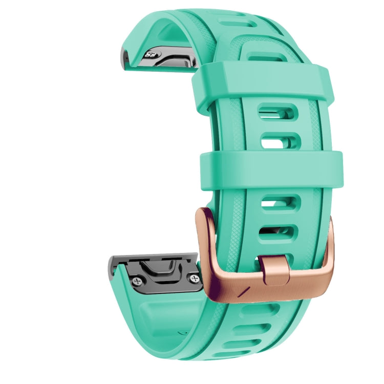 For Garmin Fenix 7S / 6S Pro / 5S Plus 20mm Rose Gold Buckle Silicone Watch Band(Teal Green) - Watch Bands by PMC TechLife | Online Shopping South Africa | PMC TechLife