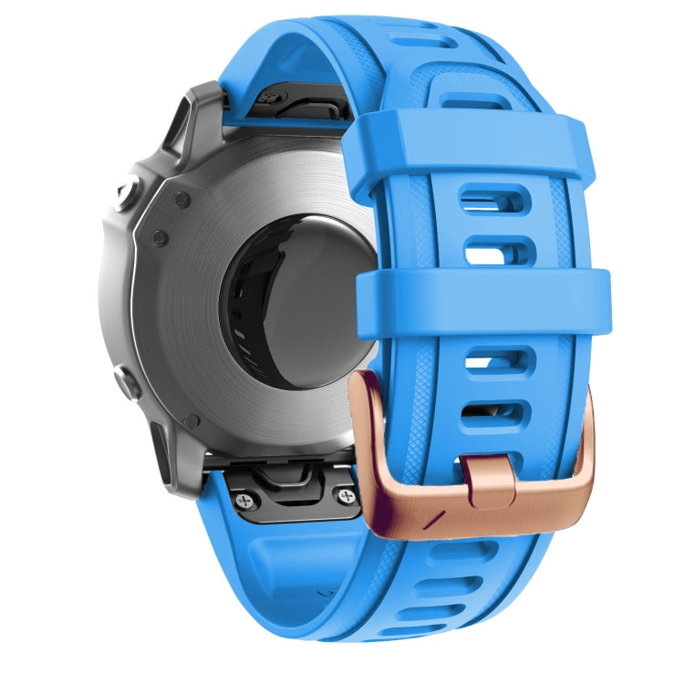 For Garmin Fenix 7S / 6S Pro / 5S Plus 20mm Rose Gold Buckle Silicone Watch Band(Sky Blue) - Watch Bands by PMC TechLife | Online Shopping South Africa | PMC TechLife